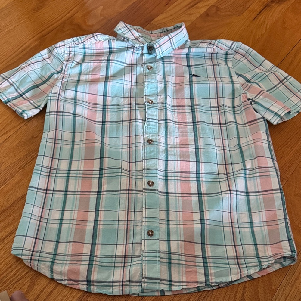 Tommy Bahama Kids Plaid Shirt in Blue and Pink